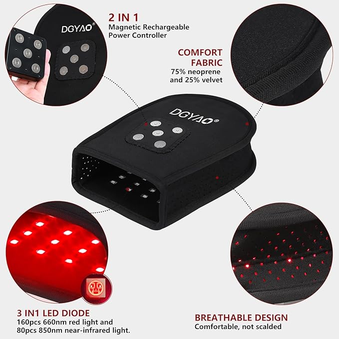 Infrared Light Therapy Gloves Hand Pain Relief with Finger Flexibility - Deep Penetration Red Light Therapy Gloves for Hands Wrist & USB-C Fast Charge
