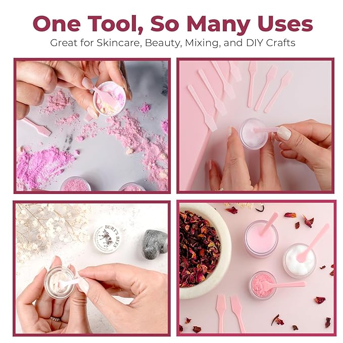 Kopperko Mini Face Cream Spatula (2.5", 500 Pack) - Small Lotion Spatula Tool for Skincare, Creams & Crafts | Skincare Applicator for Mixing, Cosmetic, Face Mask | Disposable Makeup Paddles | Pink