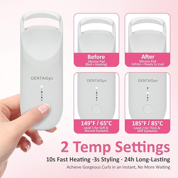 Heated Eyelash Curler -Mini Electric Eyelash Curler for Women with 5s Fast Heating & Portable lash Curler and Type c Rechargeable,for Women Makeup Tools Gifts