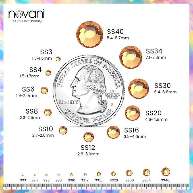 Novani Brown Rhinestones Flatback Rhinestones Glass Gems Stones Jewels Round Gemstones Non-Hotfix Crystal for Crafts,SS30,288 Pieces,Topaz