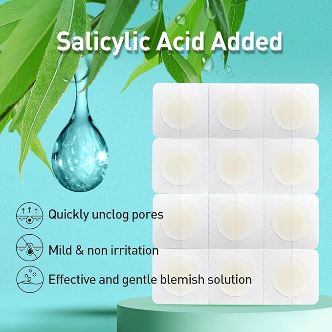 Pimple Patches, 15 mm Invisible Acne Patches for Face with Salicylic Acid, 0.01cm Extra Thin Outer Edge, Hydrocolloid Zit Patch for Pustule, Whitehead, Cystic Acne Spot, 96 Count