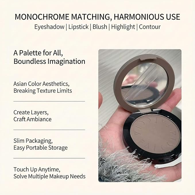 Cool-Toned Grey Contour Powder Palette with Mirror & Makeup Brush Set – Long-Lasting Taupe Matte Finishing for Fair Pale Skin, Multi-Purpose Nose & Face Sculpting Kit, Travel-Friendly Compact