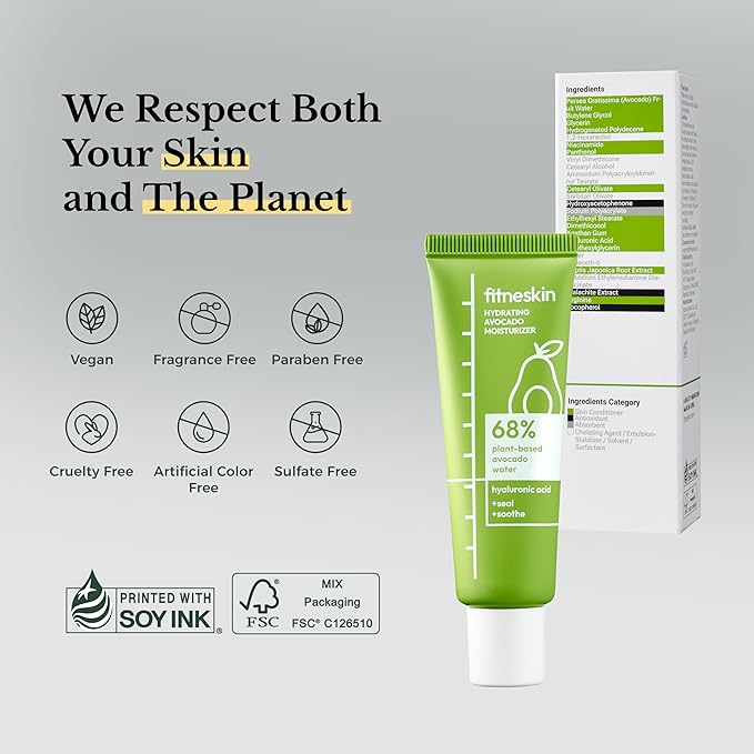 Hydrating Face Moisturizer – Avocado Extract, Panthenol – Deep Hydration Cream for Dry & Sensitive Skin – Barrier Repair, Fast Absorbing, Vegan, Fragrance-Free, Korean Skincare – 50ml