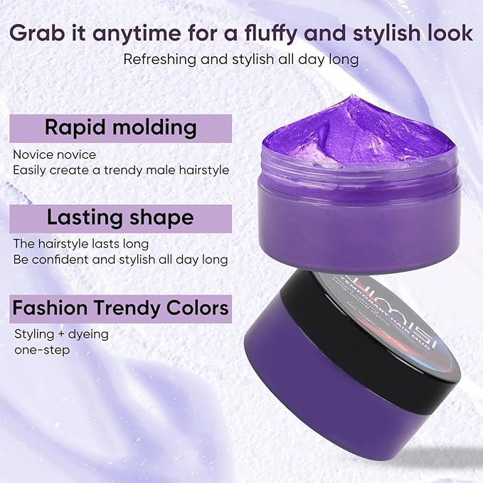Temporary Hair Color Wax, Washable Styling Hair Clay, Instant White Hair Coloring Cream for Women Men Teens, DIY Hair Styling for Cosplay, Halloween & Parties (Red)