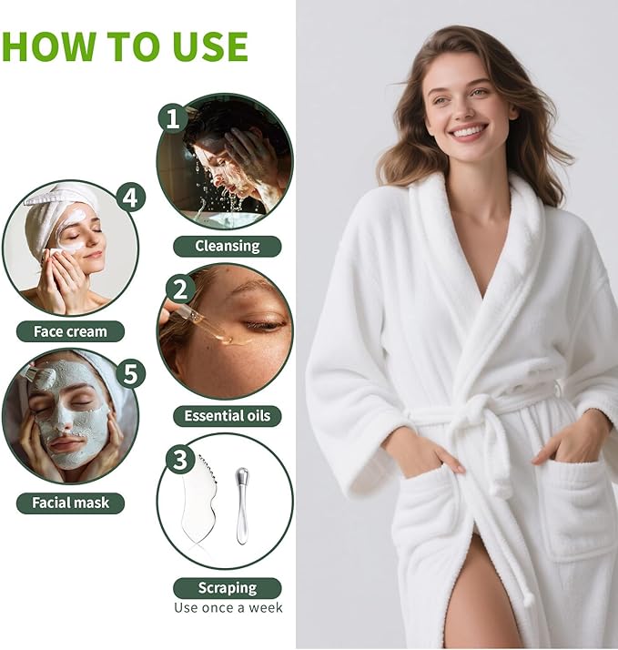 annrose Stainless Steel GuaSha Tool & Eye Cream Applicator Facial Tools, Metal Detail Guasha for Face Neck, Eye Massager Tool, Lymphatic Drainage Face Massage Tool, Skin Care Gift