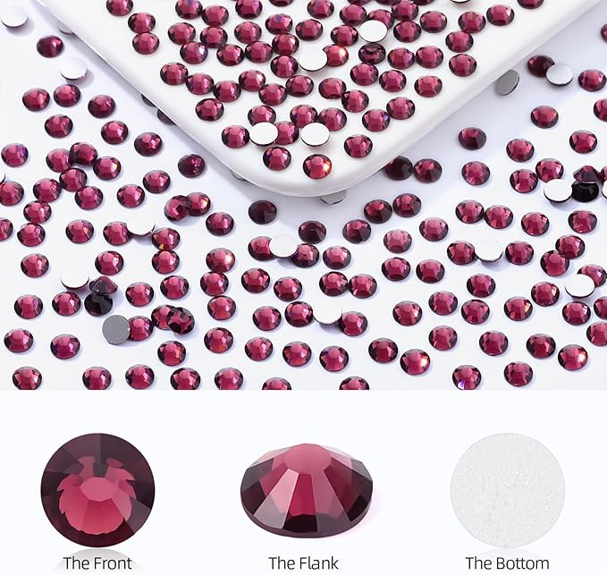 Meibite Purple Flatback Rhinestones, Glass Rhinestones for Nail Art and Craft, Glue Fix, Loose Crystal Gemstones(Purple, SS20, 2880pcs, 4.6-4.8mm)