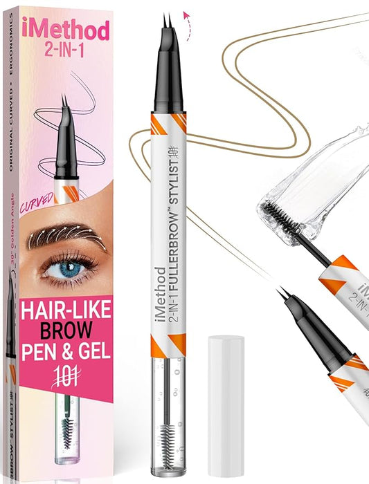 iMethod Curved Eyebrow Pen and Eyebrow Gel - Eyebrow Pencils for Women with Natural Hair Like Strokes, Brow Gel Clear for Soft Full Brows, Waterproof, All-Day Defined, Blonde