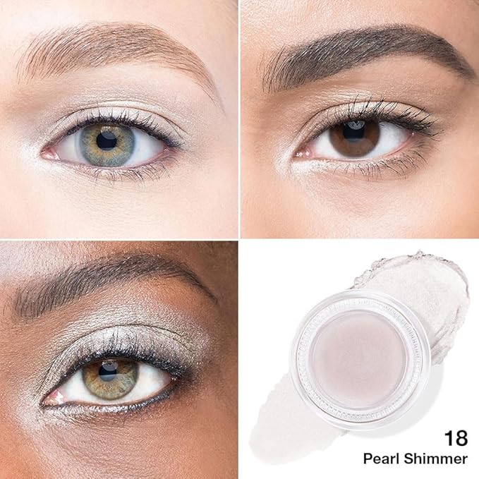 Single Cream Eye Shadow,Pearl Shimmer Glitter Natural Nude Monochrome Eyeshadow Palette,Waterproof,Long Lasting Naturing-Looking,Vegan & Cruelty-Free,18