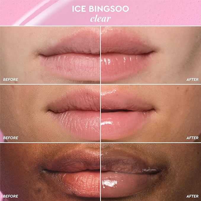 Glow Recipe Glass Balm Lip Treatment - 12Hr Hydrating Lip Balm & Moisturizer with Hyaluronic Acid to Smooth, Plump & Protect from Dryness, High Shine Finish - Clear Tint, Ice Bingsoo (15 ml)