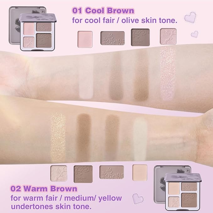 Face Highlighter Contour Shading Palette Sculpting Long-lasting Shimmer Pressed Powder Smooth Matte Finish Makeup for Warm Fair Toned Skin with Mirror