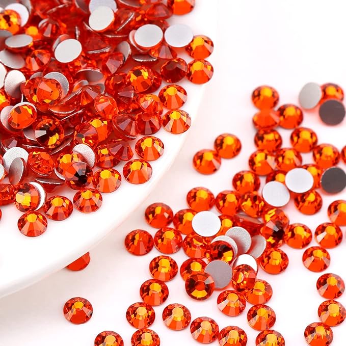 Novani Orange Rhinestones 1440pcs SS20 Glass Rhinestones Crystal Flatback Gemstones for Crafts Nails Makeup Bags and Shoes Decoration（SS20, Hyacinth）