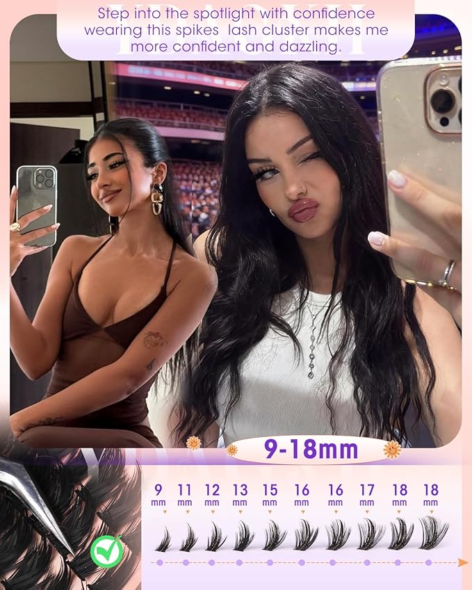 80D Lash Clusters with Spikes Unique Spiky Cat Eye Lashes Fairy Anime Eyelash Clusters Wispy Manga Cluster Eyelash Extensions 9-18mm 120Pcs Natural Volume Individual Lashes Ultra-Thin Band