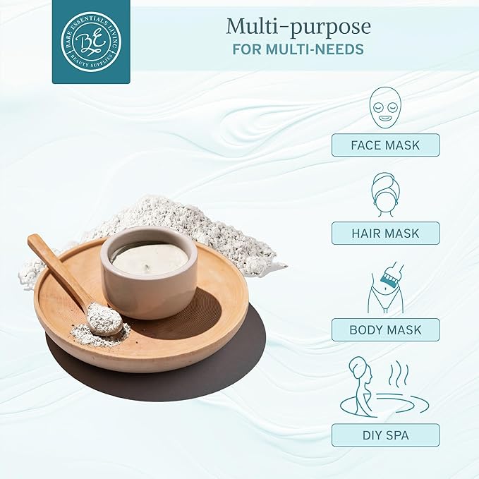 Bare Essentials Living - White Kaolin Clay Powder (12oz) 100% Natural White Powdered Clay for Seed Bombs, White Clay Mask, Chafing Body Powder, Soap, Bath Bomb, Deodorant, Kaolin Clay for Gardening