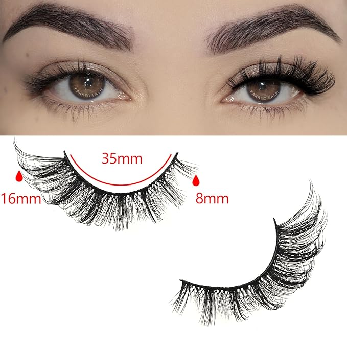 FARRED Fox Eye Lashes Natural False Eyelashes Wispy Mink Cat Eye Lash Fluffy Wispies Eyelash Natural Look 10 Pairs Fake Lashes Pack Volume Lash Strips Pestañas (Z08|8-16MM)