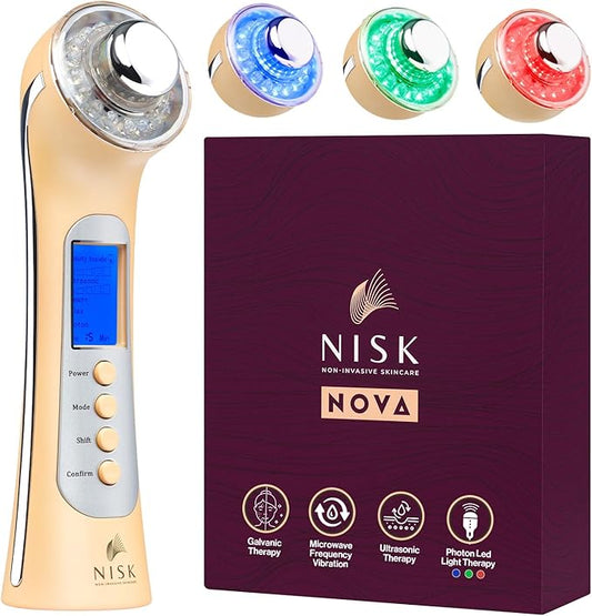 Nova 4-in-1 Facial Wand: Red, Blue and Green Light Therapy, Galvanic Ion Cleansing, Ultrasonic Face Lift & Anti-Aging Device, Tightening, and Rejuvenation for Home Use