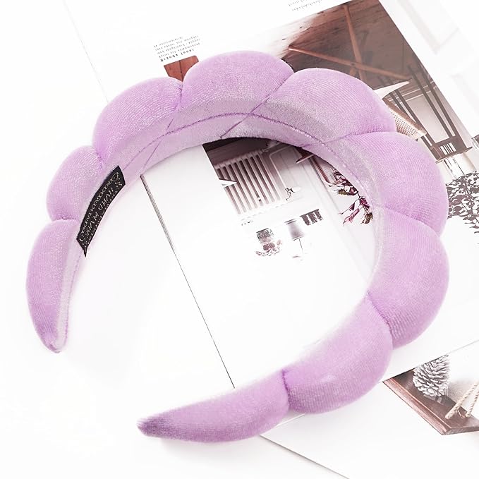 Ayesha Spa Headband for Women Sponge Headband for Washing Face Clouds Soft Hairband Makeup Headbands for Women Girls Shower Makeup Skincare (Purple)