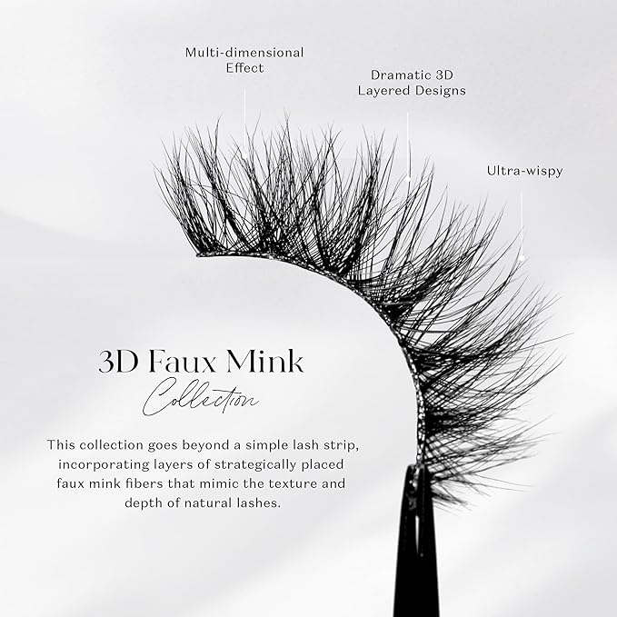 Lilly Lashes 3D Milan Faux Mink Strip Eyelashes, False Eyelashes Dramatic Look, Reusable False Lashes, Fake Lashes Pack, Lash Strips with Luxury Silk Like Fibers, No Lash Glue Included