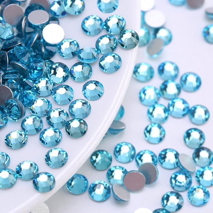 Novani Rhinestones 1440pcs SS20 Glass Rhinestones Crystal Flatback Gemstones for Crafts Nails Makeup Bags and Shoes Decoration（SS20, Aquamarine）
