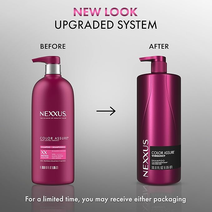Nexxus Color Assure Sulfate-Free Shampoo with ProteinFusion For Color-Treated Hair for Enhanced Color Vibrancy, Silicone Free Shampoo with Pump 33.8 oz