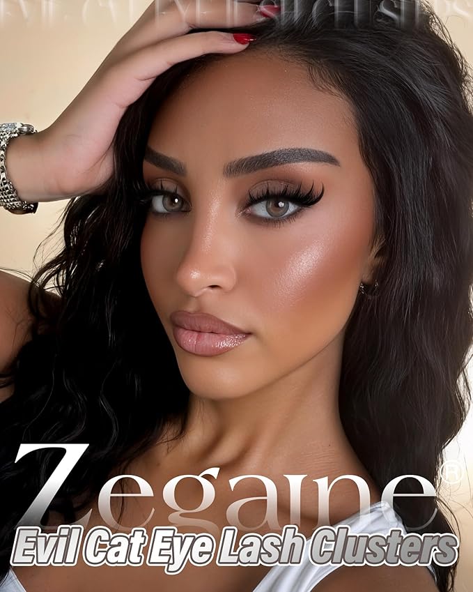 Cat Eye Lash Clusters With Spikes Eyelash Clusters Cat Eye Clusters Eyelash Extensions Wispy Lashes Clusters Anime Pre-Mapped Lash Clusters C-Curly Manga Left&Right Individual Lashes 6-18MM by Zegaine