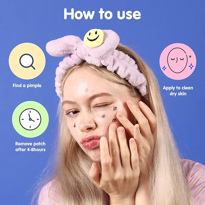 Acne Pimple Patches for Face 54 Count with Mirror Case for Day & Night Use - Hydrocolloid Pimple Pads, Emoji-Themed Blemish Dots, Clear Skin Treatment (Animal)