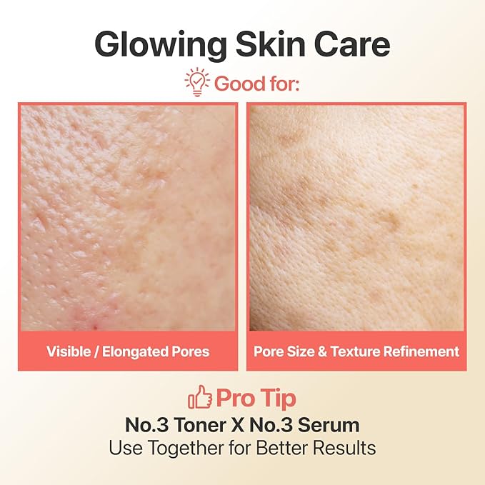 numbuzin No.3 Super Glowing Essence Toner, Fermented Toner for Skin Glow & Texture, Bifida, Niacinamide, Hydrating, Radiance-Boosting Essence, Fragrance-Free, 6.76 fl oz (200ml)