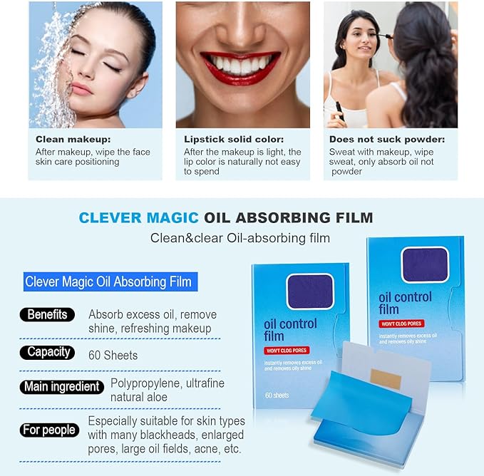 5 Packs Oil Blotting Papers for Face (300 Sheets) - Oil Absorbing Blotting Sheets for Oily Skin, Makeup-Friendly & Portable Oil Wipes
