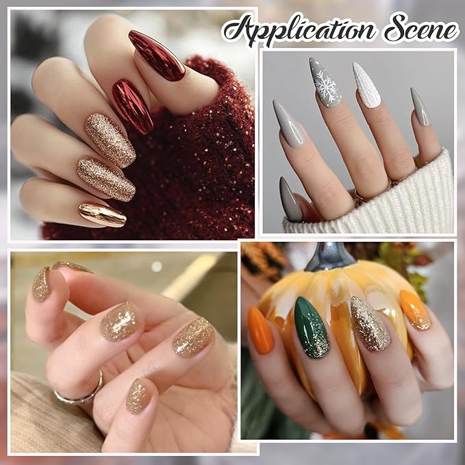 SUTOKAKA 10 Jars Shimmer Shining Nail Glitter for Autumn Winter Ultra-Fine Sugar Coating Effect Sand Powder Dazzling Diamond Dust Manicure Decoration for DIY Home Salon