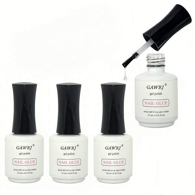 GAWRJ Nail Tips Gel Nail Glue Bulk 4 Pcs 15ml 9 in 1 Adhesive Gel Nail Polish for Salon - Strong Nail Glue for Press On Nails Nails Acrylic Tips - Christmas Nail Art, Valentine's Day Girl Gift