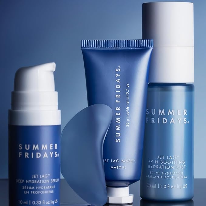 Summer Fridays Jet Lag™ Essentials - Mini Hydrating Skin Care Set With Jet Lag™ Mask, Eye Patches, Deep Hydration Face Serum & Hydration Mist - Travel Size Skincare Kit & Holiday Gift Set (4 Count)