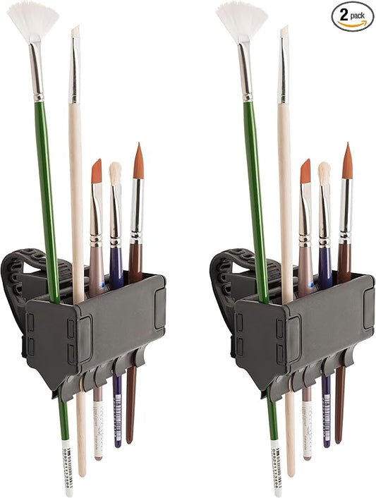 Easy To Use Products Brush Grip Paintbrush Holder and Drying Rack/Caddy, Painting Supplies - Black - 2 Pack