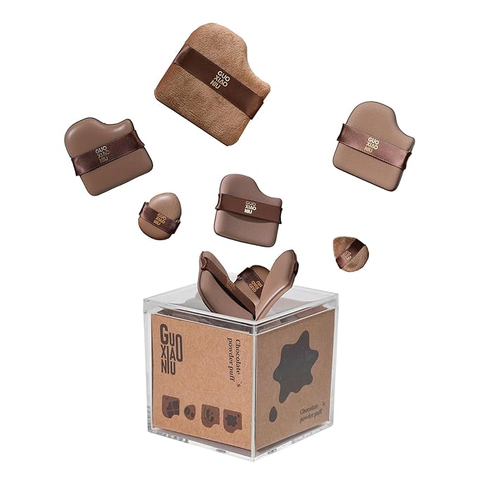 GUOXIAONIU 6pcs Powder Puffs Set With Case, Cushion foundation puff, Velour Makeup Puff, Setting Powder Puff, Reusable & Washable, Ideal For Foundation, Powder Cream, Setting,Christmas Gifts For Women