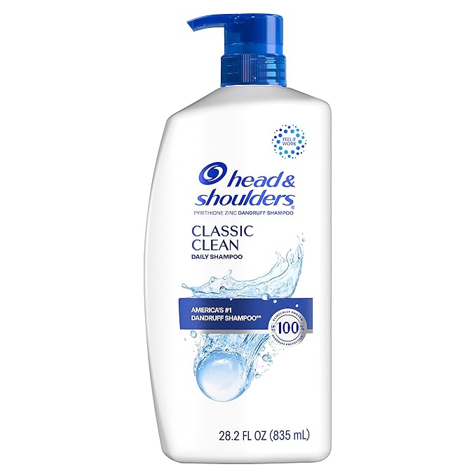 Head & Shoulders Dandruff Shampoo, Classic Clean, Anti-Dandruff Daily Use Treatment, Moisturizing, Flake Control, Paraben-Free, Color-Safe, Safe for All Hair Types - Dry, Itchy Scalp, 28.2 Fl Oz