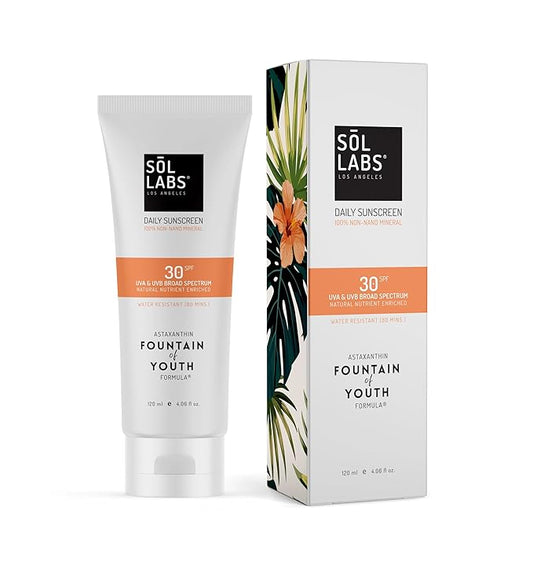 SOL LABS Mineral Sunscreen SPF 30 Face & Body - Lightweight, Hydrating Daily Moisturizer - No White Cast - Anti-Aging Formula with Niacinamide, Zinc Oxide - Reef Safe Korean Skin Care - 4oz
