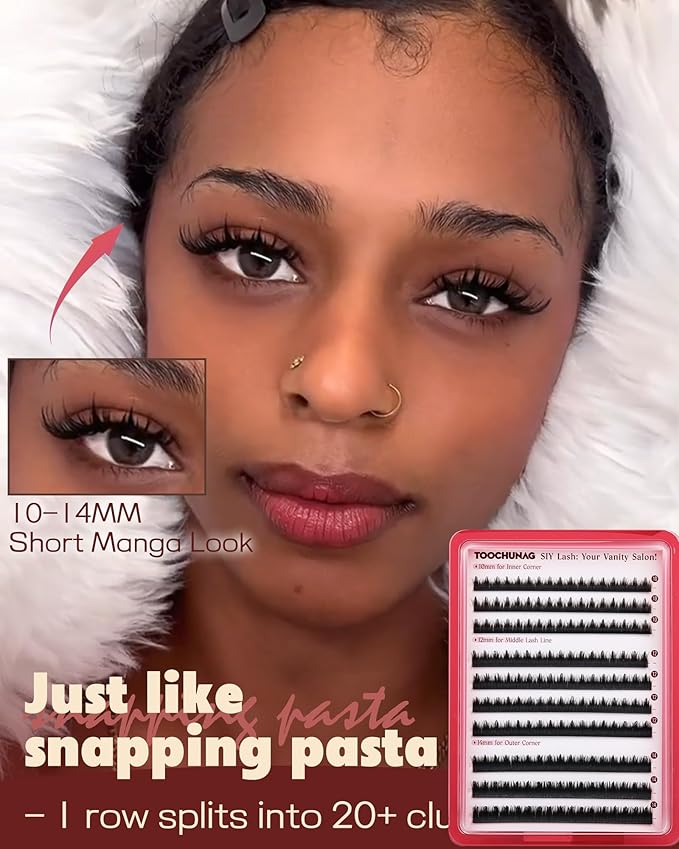 TOOCHUNAG SIY Individual Lashes for Separate Lash Clusters by Yourself 10/12/14mm Manga Wispy Lashes Cluster Eyelash Extensions DIY Natural Eyelash Spikes for Daily Wear