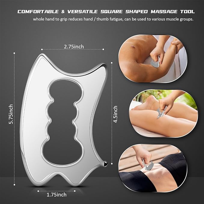 Stainless Steel Muscle Scraper Tool Set - 4Pcs Gua Sha for Myofascial Release, Deep Tissue Massage, Physical Therapy & Fascia Scrapingr (4Pcs)
