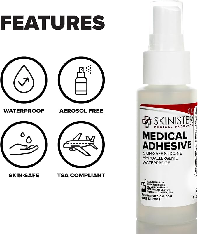 Medical Adhesive Remover for Skin | Wig, Ostomy, Tape, and Bandage Adhesive Remover | Silicone-Based, Hypoallergenic, Sting-Free | 4oz Spray