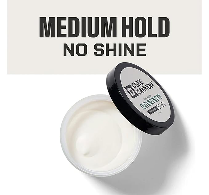 Duke Cannon Supply Co. Supply Co. Dry Hold Texture Putty - Medium Hold Hair Putty - Ideal for short to medium styles and all textures - No Shine - Beeswax & Vitamin E - Water Based (4.6 oz)