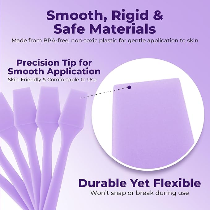 Kopperko Mini Beauty Spatula (2.5", 500 Pack) - Small Beauty Spatulas for Creams, Cosmetics & Crafts | Moisturizer Applicator for Mixing, Cosmetic, Face Mask | Disposable Makeup Spoon | Purple