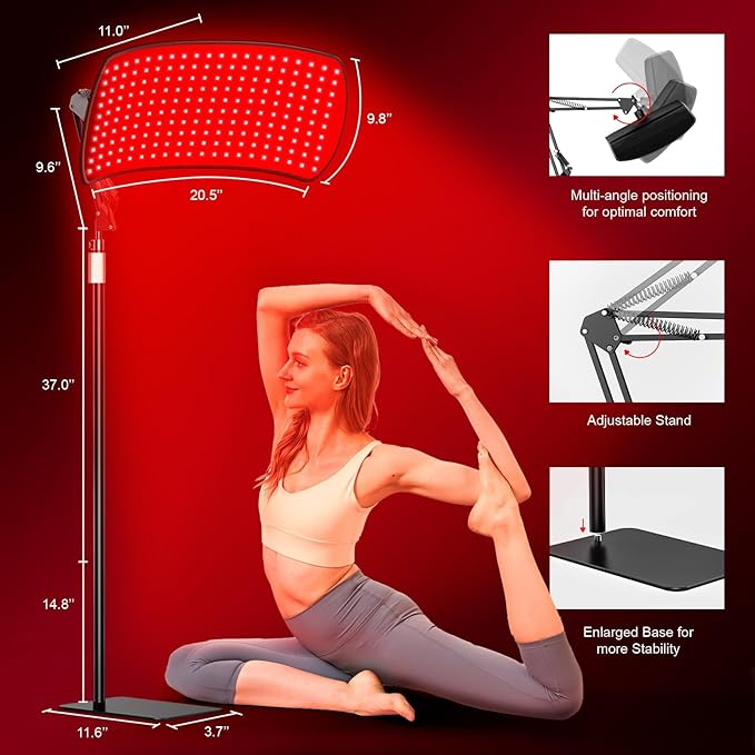 Red Light Therapy for Face and Body, Upgraded 3 in 1 200 LEDs Infrared Light Therapy Lamp with Stand, 660nm 850nm Infrared Lights Panel with Timer & Remote Control, Portable Therapy Device at Home