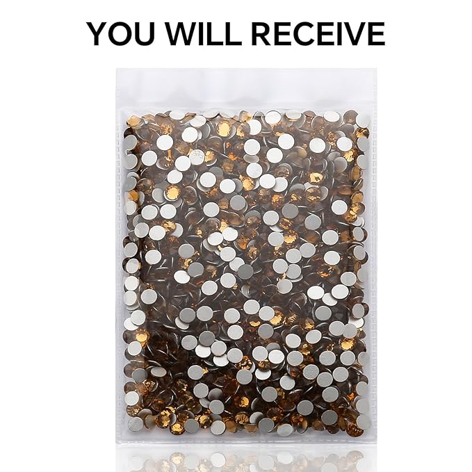 1440Pcs Topaz Crystal Rhinestones,Glass Flatback Rhinestones Gemstones for Nail Face Makeup Art Crafts Clothes Decoration -(SS20,4.8mm,Topaz)