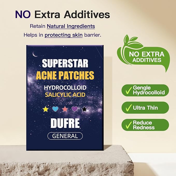 312CT Star Pimple Patches for Face Hydrocolloid Mighty Patch Star&Invisible Acne Patches,5Sizes 6Colors Cute Stickers Acne Pads Parches Acne For Body,Chin,Forehead,Full Face Zit Patch Acne Dots