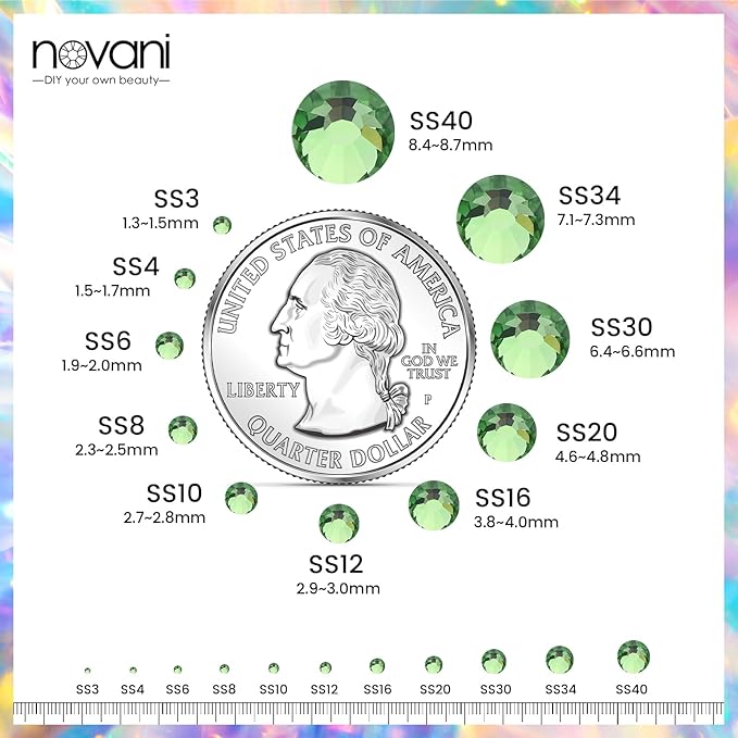 Novani Crystal Rhinestones, Flatback Loose Gemstones 1440pcs Glass Rhinestones for Clothes Shoes Crafts Makeup Nail Art and DIY Decorations(SS16, Light Green)