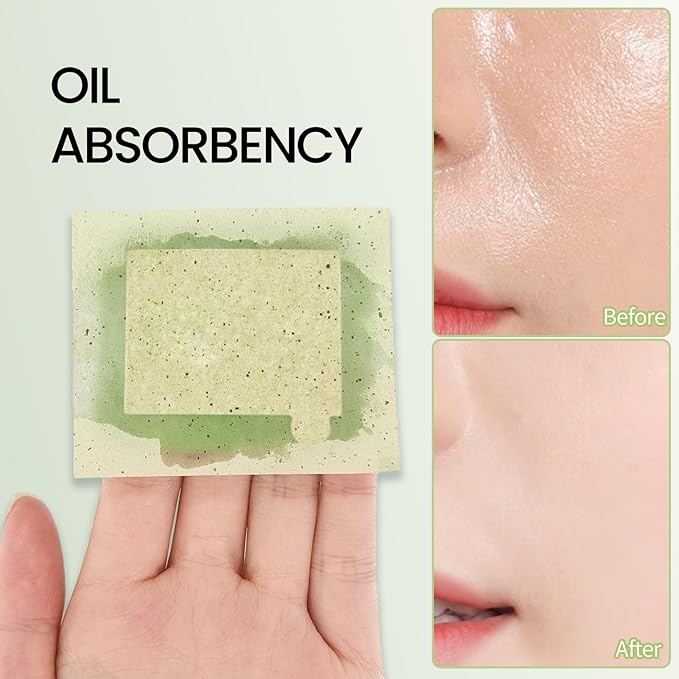 Erinde Oil Blotting Sheets for Face with Mirror and Puff, 100 Sheets Oil Blotting Paper for Oily Skin, Face Oil Absorbing Sheet, Natural Oil Control Film, Absorb Excess Oil, Makeup Friendly