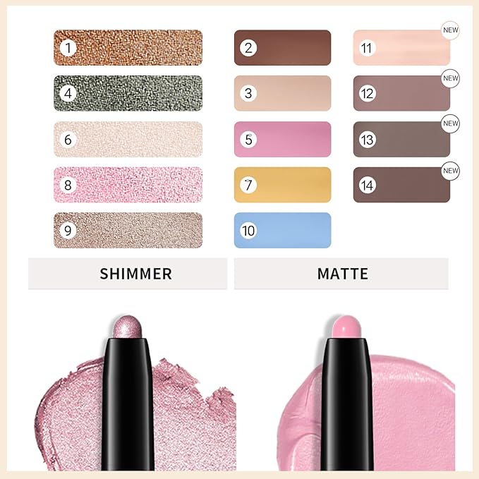 Erinde Waterproof Cream Eyeshadow Stick, Cool Taupe Brown Matte Eye Shadow Sticks, Cream to Powder Eyeshadow Crayon, Buildable & Blendable Long-Lasting Eye Shadow Stick, Vegan & Cruelty-Free, 13