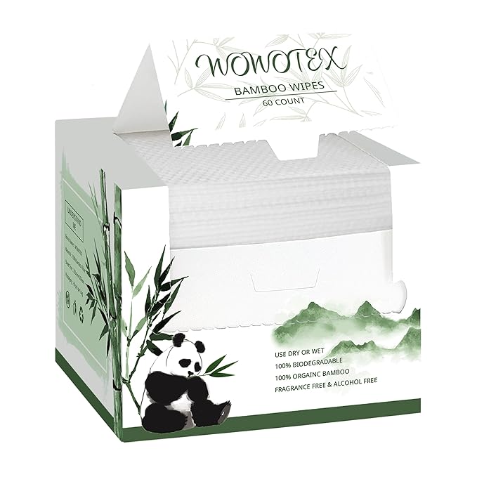 WOWOTEX Bamboo Viscose Disposable Face Towel Biodegradable Large Dry Face Wipes 240 Count Extra Thick Soft Clean Facial Towels for Sensitive Skin, Makeup Removing, Facial Cleansing