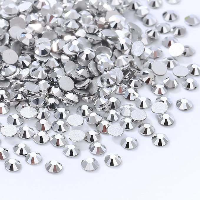 Meibite Silver Flatback Rhinestones, Glass Rhinestones for Nail Art and Craft, Glue Fix, Loose Crystal Gemstones(Silver, SS4, 1440pcs, 1.5-1.7mm)