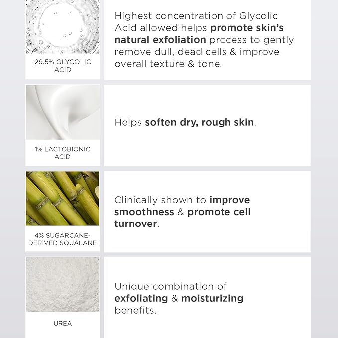 GLYTONE AHA+ Foot Cream for Dry Cracked Heels & Feet | Exfoliate, Hydrate & Retexturize Dry, Rough Foot with Exfoliating 29.5% Glycolic Acid, Moisturizing Lactobionic Acid & Urea - 1.7 Oz
