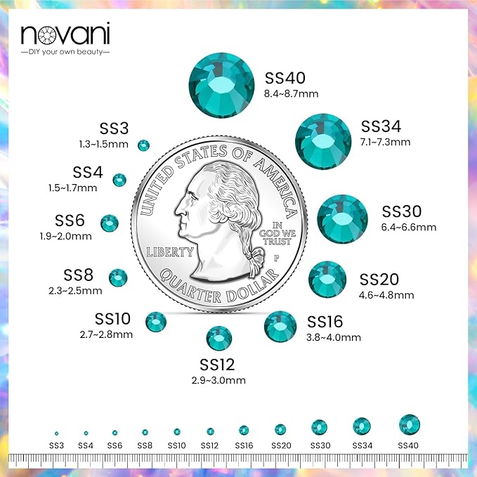 Novani Rhinestones 1440pcs SS20 Glass Rhinestones Crystal Flatback Gemstones for Crafts Nails Makeup Bags and Shoes Decoration（SS20, Green Zircon）