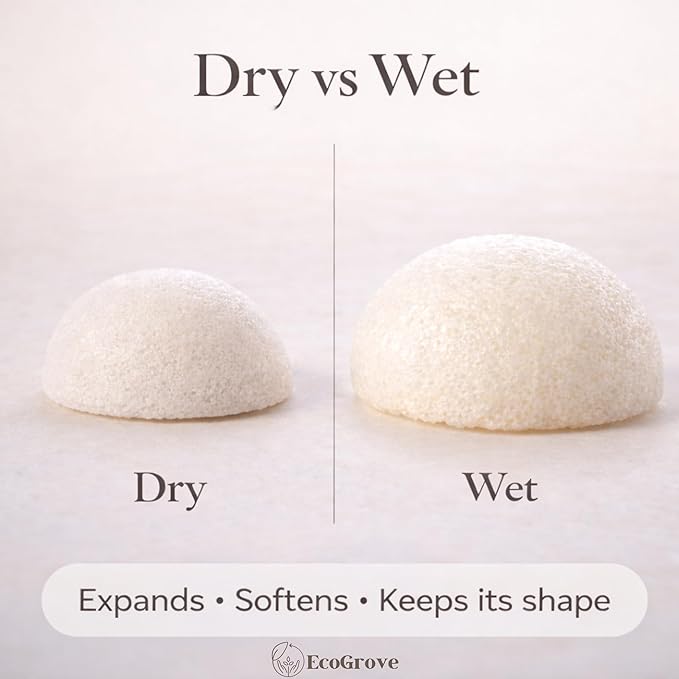 EcoGrove Konjac Face Sponge – Natural Luxury Facial Cleansing Puff, Soft Exfoliating Sponge for Sensitive Skin, Plant-Based Makeup Remover, Biodegradable, Dye-Free, Fragrance-Free, Sulfate-Free